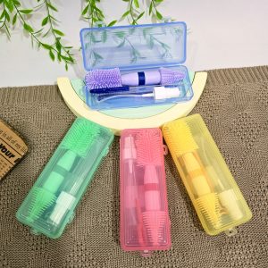 ست شیشه شور سیلیکونی مسافرتی نوزاد 4تیکه با جعبه