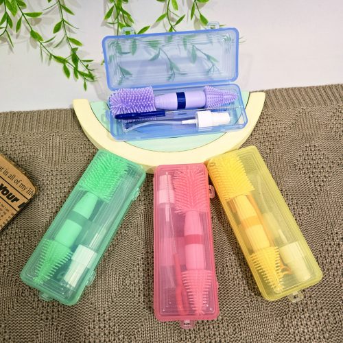 ست شیشه شور سیلیکونی مسافرتی 4 تیکه