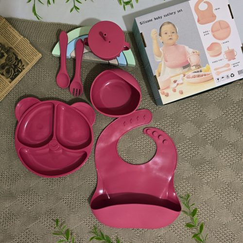 ست سیلیکونی غذاخوری نوزاد | ایمن، ضدلغزش 7 تیکه